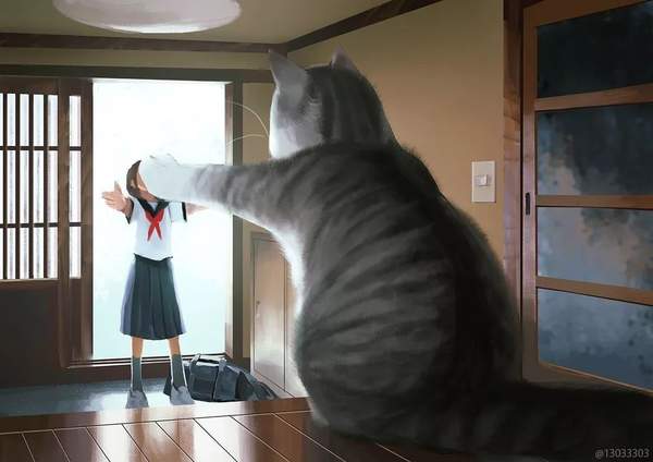 11区画师将小动物绘制成庞然大物 巨型的猫咪十分可爱[多图]图片5