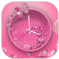 Pink Butterfly Clock高清壁纸